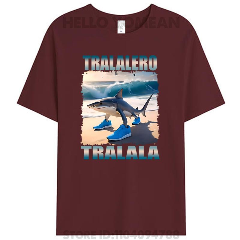 Tralalero Tralala Maglietta Bootleg Italian Brain Rot Funny Meme T-Shirt Graphic Vintage 100% Cotton Summer Unisex Y2k Tee Tops