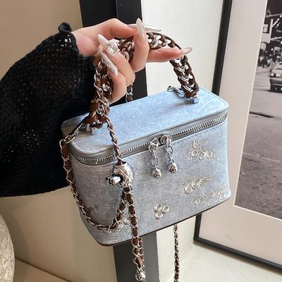 High-End Design Denim Bag Women'S Fashion Chain Shoulder Messenger Bag Small Square Bag
