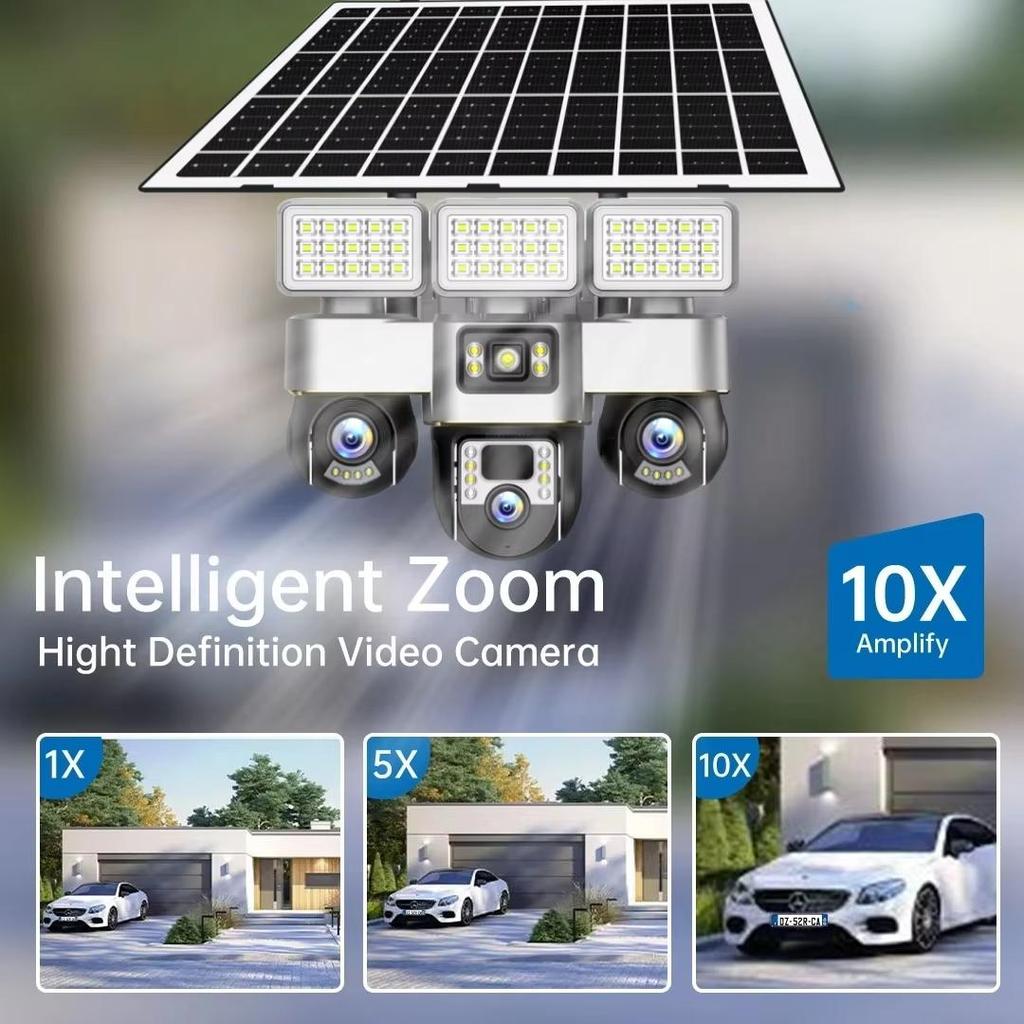 LS VISION V380 Pro 15MP 8K Three Lens WIFI Solar Camera Outdoor Waterproof PIR Humanoid Detection Security Video Monitor Night Vision