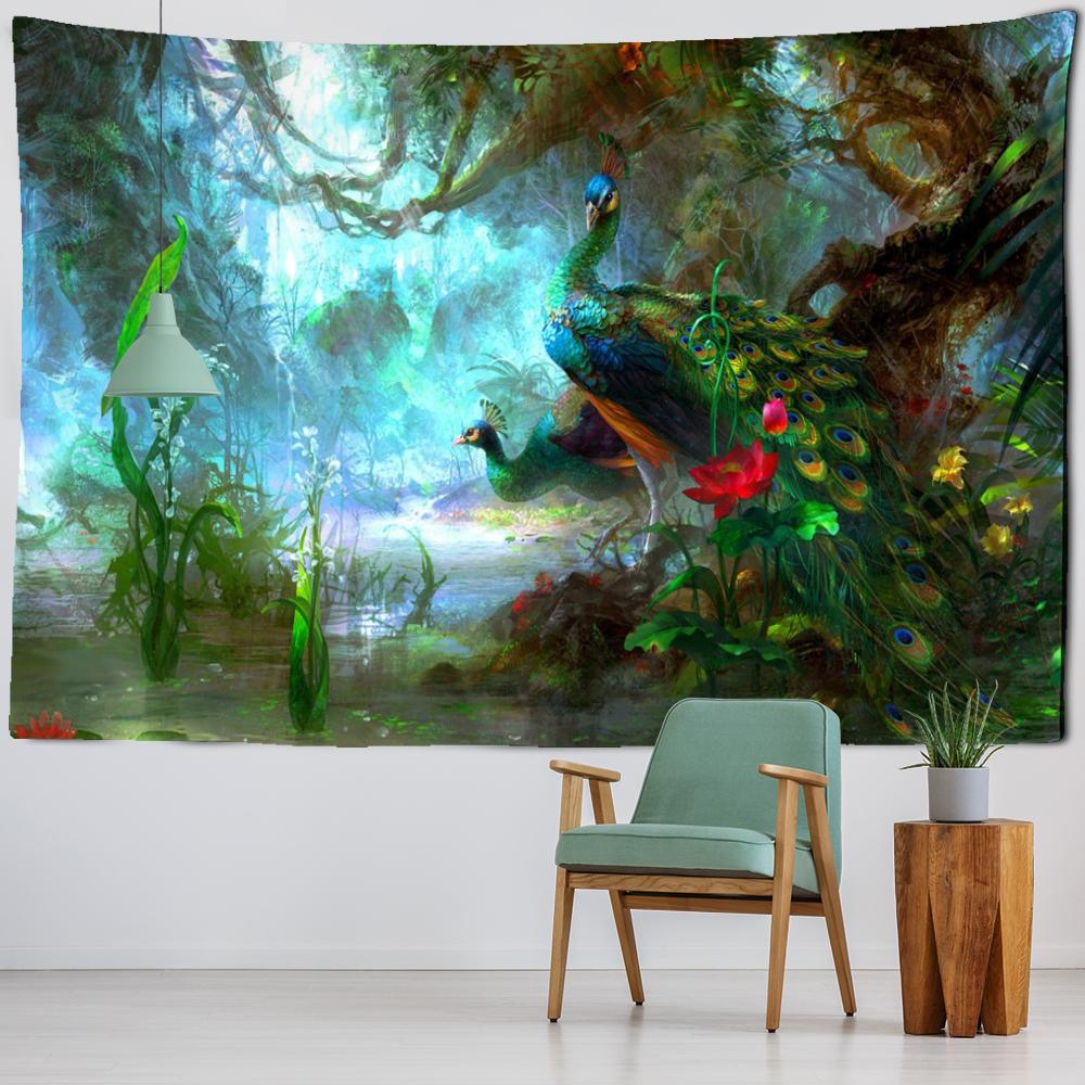 Yellow Dream Life Tree Tapestry Animation World Wall Hanging Tapestry Hippie Wall Decoration Wall Art Bohemian Home