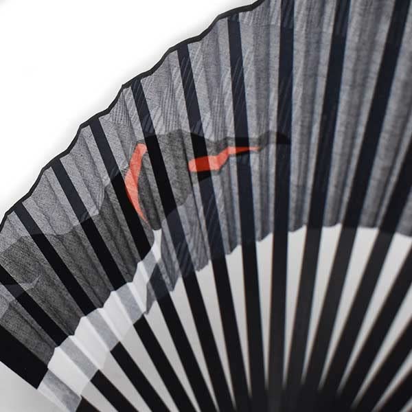 Kimono Fabric Fan and Fan Case Dyed Penguin 22cm [Stylish Iroha] Men's Fan, Set, Frame, Design, (Black)