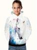Sudadera con capucha de manga larga para niña con estampado de caballo en 3D, ropa cómoda para niños.
