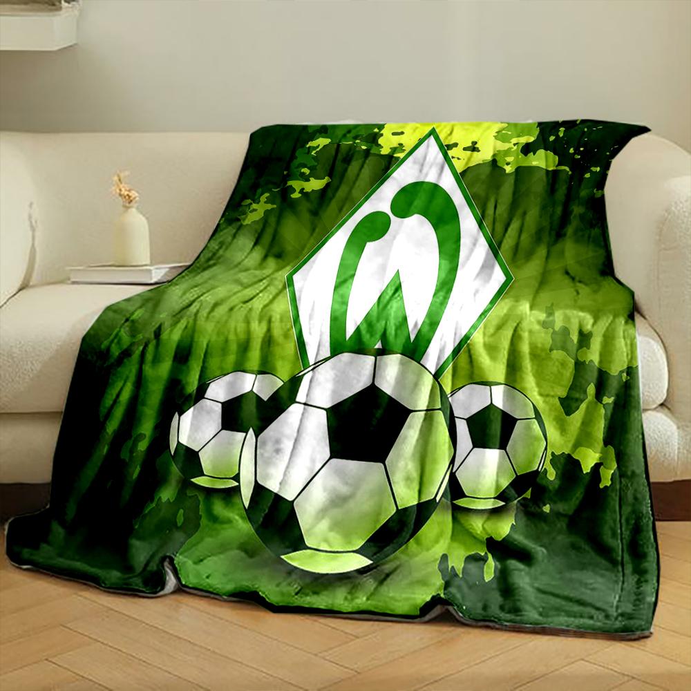Green Soccer Logo Designed Flannel blanket for bedroom, living room, sofa, and nap