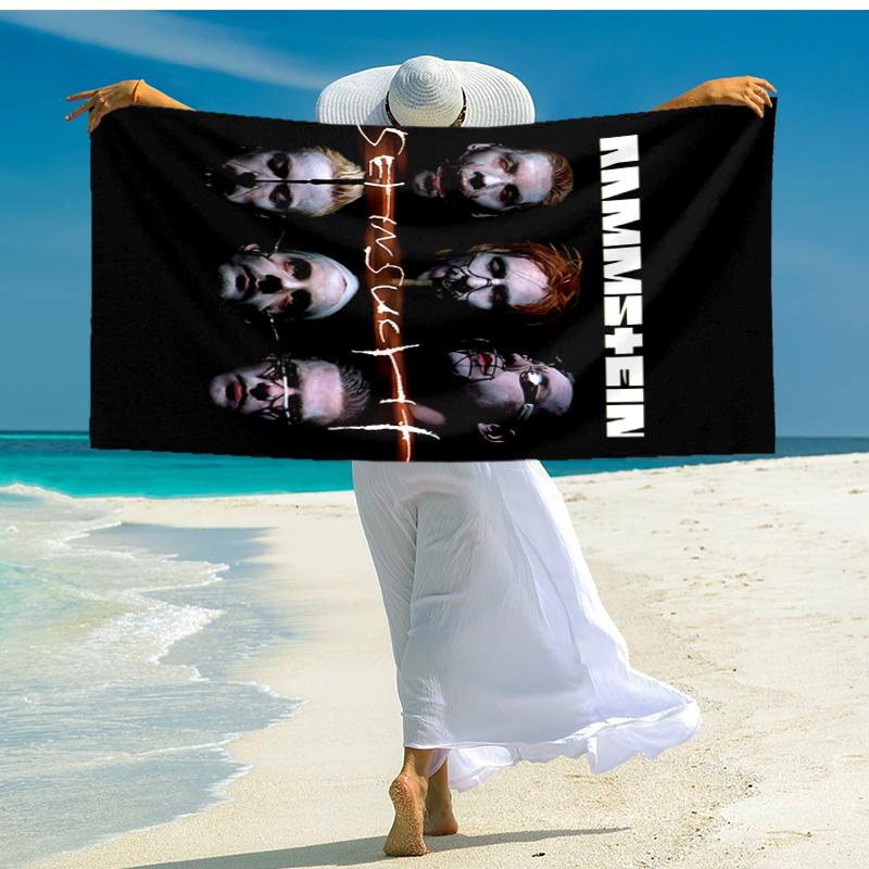 1pc Rammstein3 Beach Towel, Comfortable and Thick, and Swimming/Bath/Picnic/Camping Towel, Suitable for Seaside Beaches