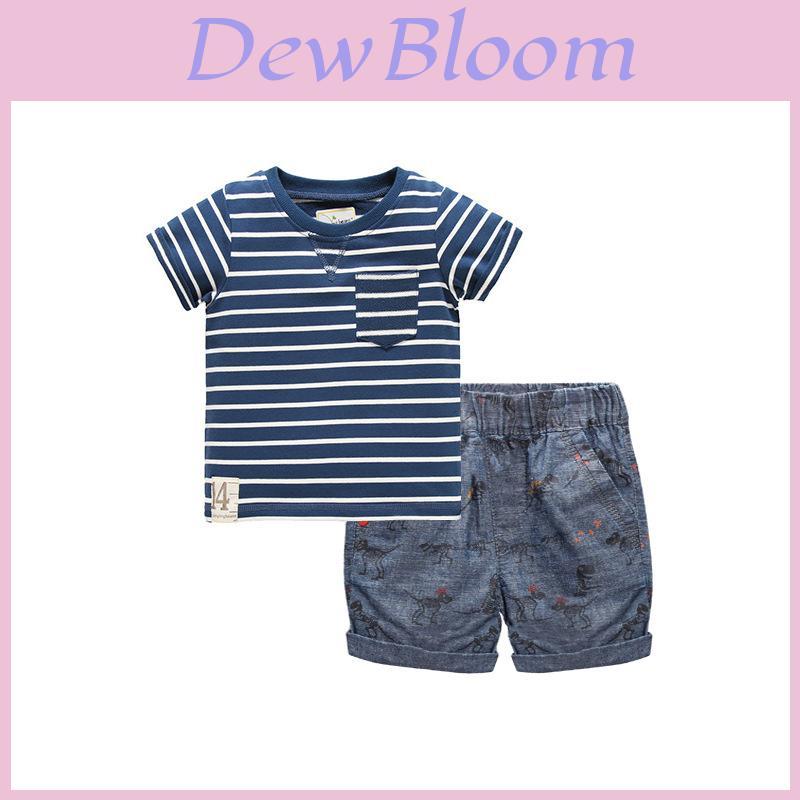 Kids Summer Cotton Striped Twopiece Set For Boys Ages 3 To 8
