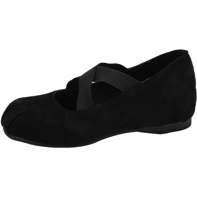 

Женские туфли на плоской подошве, модные, с раздельным носком, на плоской подошве, повседневные туфли Laofer, неглубокие, без застежек, женские балетки, мягкие туфли 35