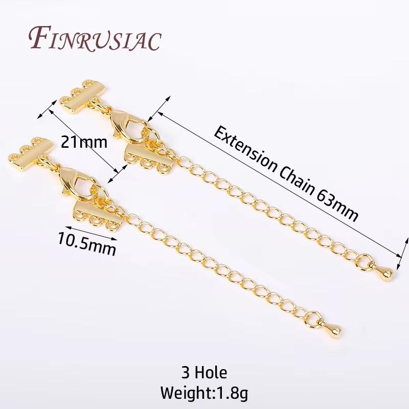 2 Sizes 18K Gold Plated Lobster Clasp with Extension Chain Connector For Jewelry Making,DIY Multi-row Pearl Necklace Accessories