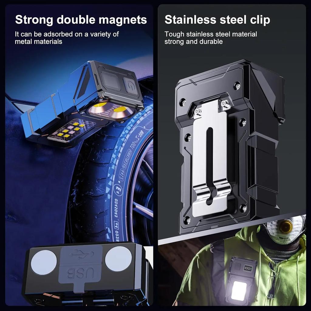 Mini EDC Tactical Flashlight Charging Warning Flash Lights Emergency Power Bank for Working Running Camping Fishing Hiking