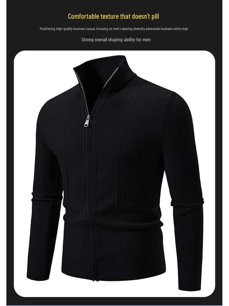 2024 Men's Trendy Fashion Zipper Cardigan Knit Sweater Jacket