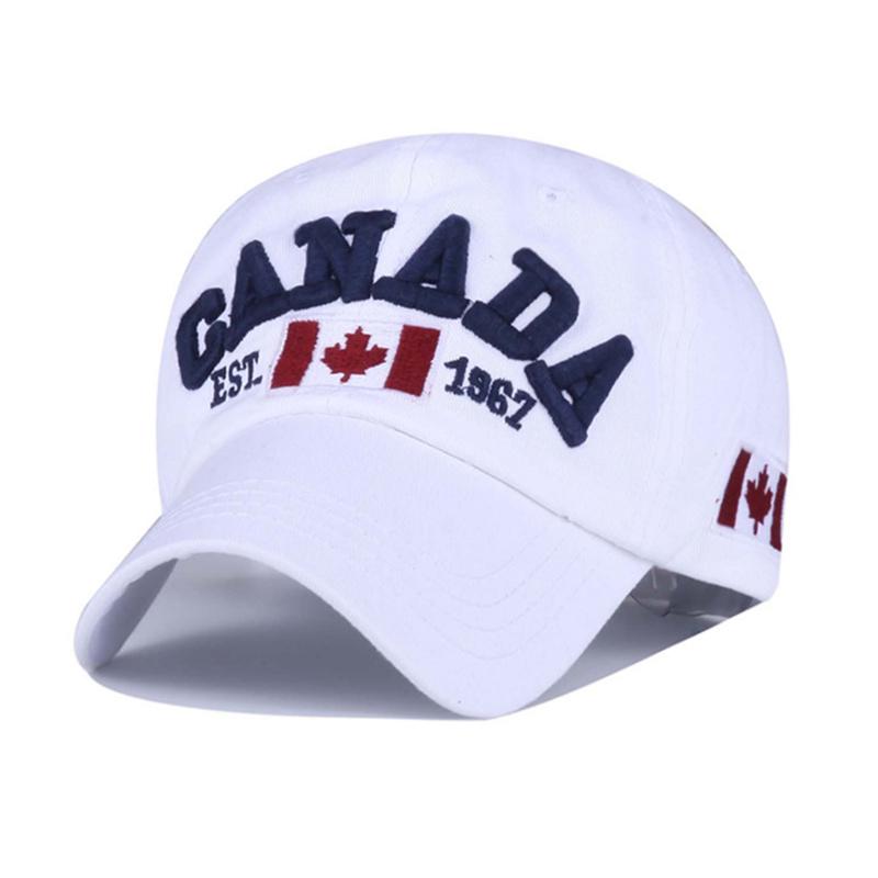 

Модная хлопковая бейсболка Canada с флагом Канады, бейсболка Snapback, регулируемые мужские бейсболки Gorras белый