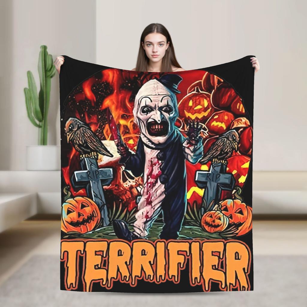 Terrifier 3 Christmas Santa Blanket The Clown Plush Vintage Warm Throw Blankets for Coverlet Spring/Autumn