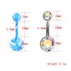 16-Piece Double Diamond Stainless Steel Belly Button Ring Set with Painted Spots