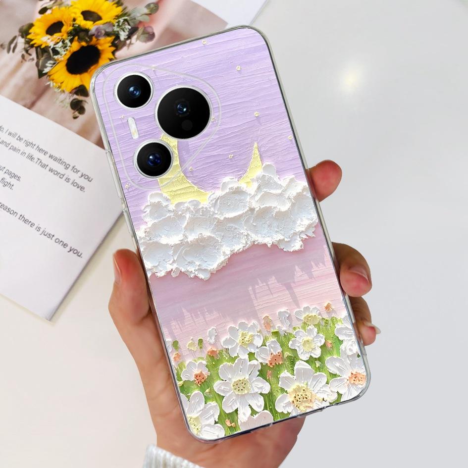 For Huawei Pura 70 Pro Plus Case Fashion Flowers Clear Soft Silicone Shockproof Phone Cover For Huawei Pura 70 Pro Pura70 Bumper