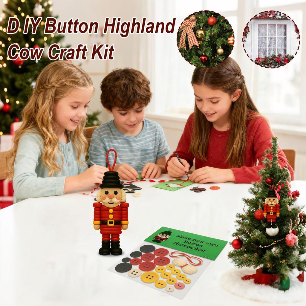 Christmas Buttons Nutcracker Crafts Button Making Kit For Holiday Family Tree Door Children 3 Adults Friends