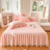 Three Layer Gauze Lace Bed Cover Seasonal Universal Bedding Bedspread Solid Color Ruffled Edge Dustproof and Anti Slip Bedspread