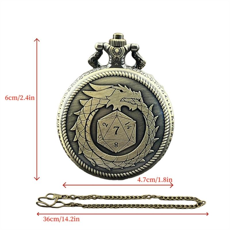 Polyhedral Micro Cubes Vintage Pocket Watch with Micro Polyhedral Set Alloy Material for Tabletop RPG and Card Games