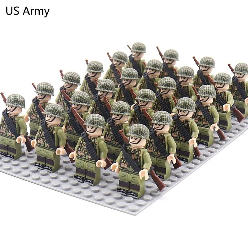 Seconde Guerre mondiale soldat militaire set de briques miniatures armée poupée humanoïde figurine d'action Corps des Marines jouet brique cadeau pièces de soldat