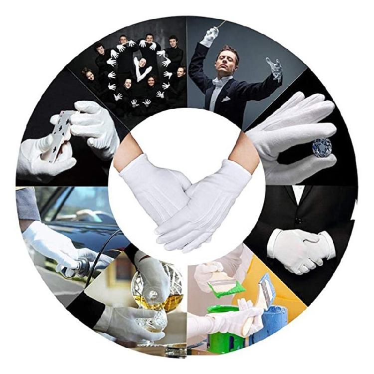 Classical White Gloves for Performances, Business Meetings, and Speeches Restaurant Waiter Waitress Cotton