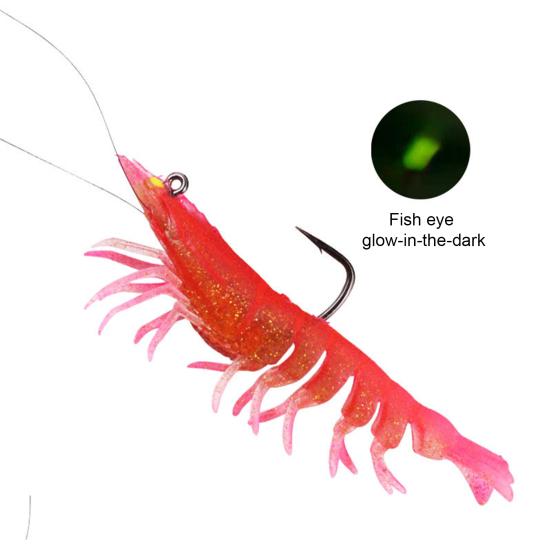 1/3/6Pcs Fishing Lures Shrimps Baits with Hook Realistic Looking Vibrant Color Freshwater Saltwater Shrimp Swimbaits Soft Lures
