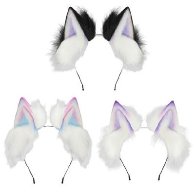 Gradients Color Plush Cats Ear Hairband Comfortable Adjustable For Anime Cosplays Halloween Costume Event Daily Style