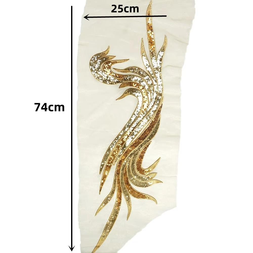 

Large Embroidered Floral Patches Baroque Sequins Patches Clothing Applique DIY Craft Gold left