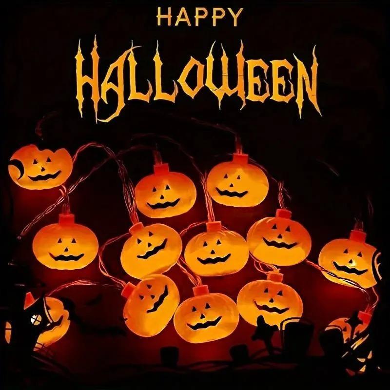 Halloween LED Light String Horror Eyeballs Pumpkin Spider Bat Skull Lamp 1.5m 10LED Trick Or Treat Happy Halloween Party Decor