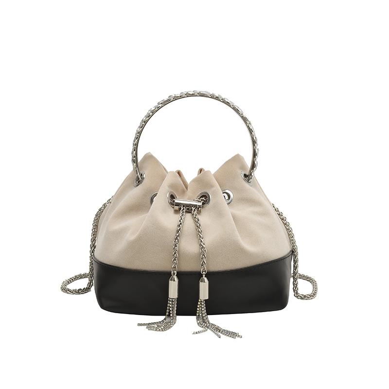 

2026 New Bags for Women High Quality Versatile Shoulder Bags Suede Solid Color Large Capacity Chain String Spring/autumn Sewing бежевый