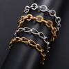 Punk Embossed Stainless Steel Link Chain Chunky Bracelet for Women Men Rock Boy Hand Ankle Chain Wristband Anklets Metal Jewelry
