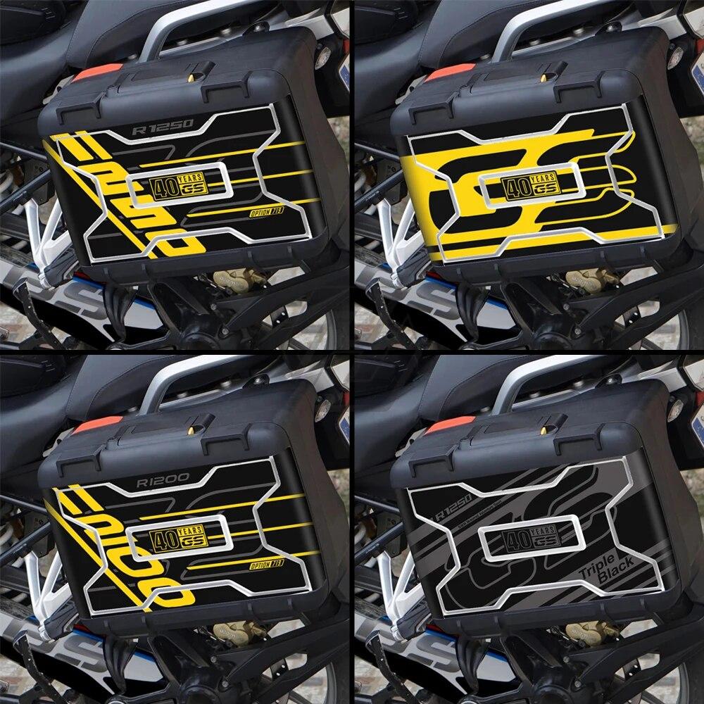 For BMW Vario Case 2004-2012 40 Year GS R1250GS Triple Black Decals Motorcycle Graphic Sticker