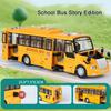 1:24 Ambulance School Bus Model Toy Cars Alloy Diecast Sound Light Doors Opened Pull Back Simulation Vehicle for Kids Edutainmnt
