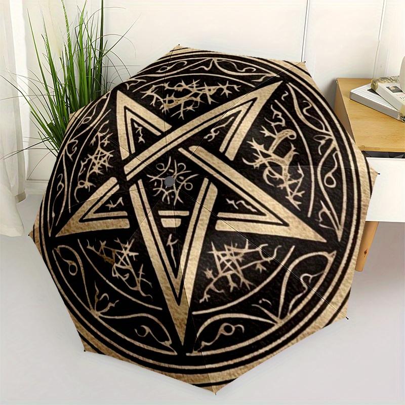 Pentagram Symbol Tapestry Wall Hanging Decorative Throw Blanket Home Decoration Umbrella, Cute Umbrella with Cute Design, Portable 3-Fold Compact Umbr