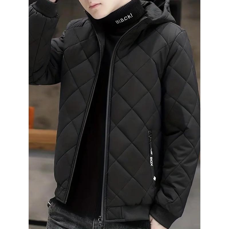 Warme Winter-Kapuzenjacke aus Plüsch, lässige Steppjacke für Herren mit Reißverschluss für Herbst und Winter im Freien