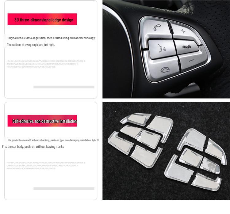 Steering Wheel Button Stickers for Mercedes C200 E260L GLC300 GLA CLA GLK