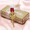 Fashion Silver Gold Mini Crystal Rose Flower with Gift Box Exquisite Crystal Glass Rose Artificial Flower Valentine's Day Gift