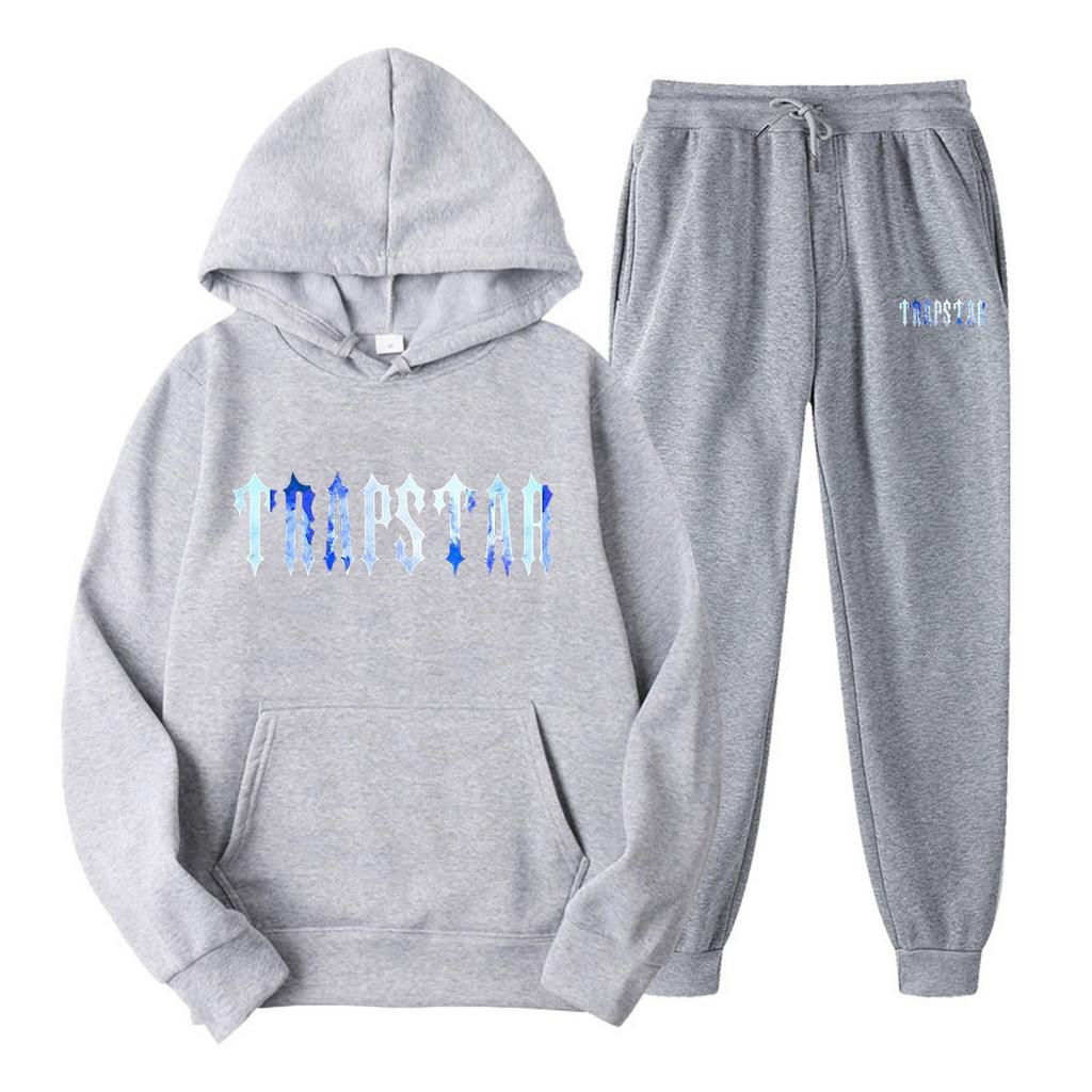 Men's Women's Hooded Sports Tracksuit Unisex Two-Piece Running Outfits Long Sleeve Pullover Hoodies Sweatshirt+Sweatpants Set
