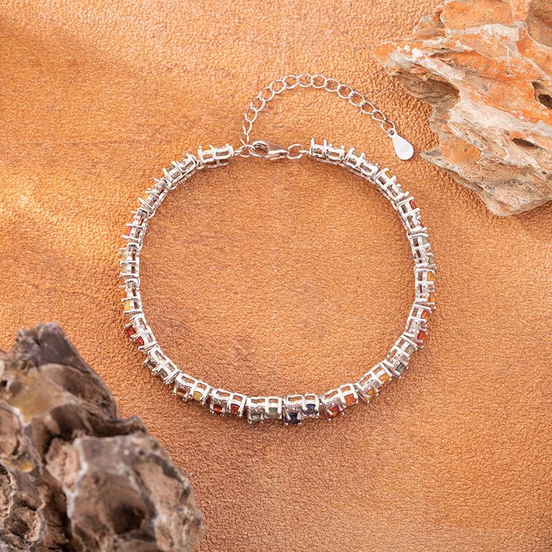 Natural Color Sapphire Bracelet Women'S S925 Sterling Silver Color Treasure Jewelry Xiaohongshu Wechat Channels