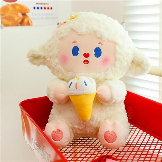 Net Celebrity Sheep Ice Cream Plush Toy: Cute Lamb Pillow for Kids & Girls 23 cm