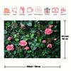 1 piece of polyester artificial green grass and pink rose wall panel - abundant artificial green plants and vibrant roses