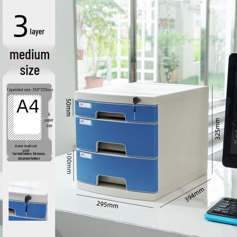Abschließbarer mehrschichtiger A4-Desktop-Aktenschrank und Aufbewahrungsbox