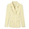 Womens Slim Fit Notched Lapel Blazer With Double-Breasted Buttons Solid Color Office Wear S-XXL