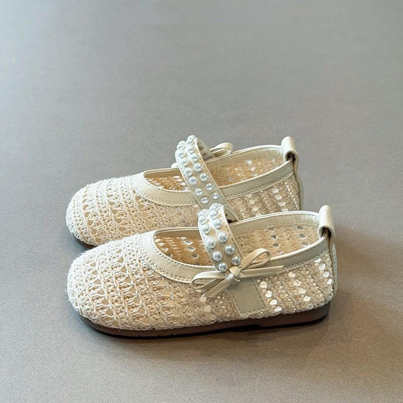 Youth Style Shoes Girls Sandals Toddlers Kids Breathable Mesh PU Princess Shoes With Bow Rubber Sole