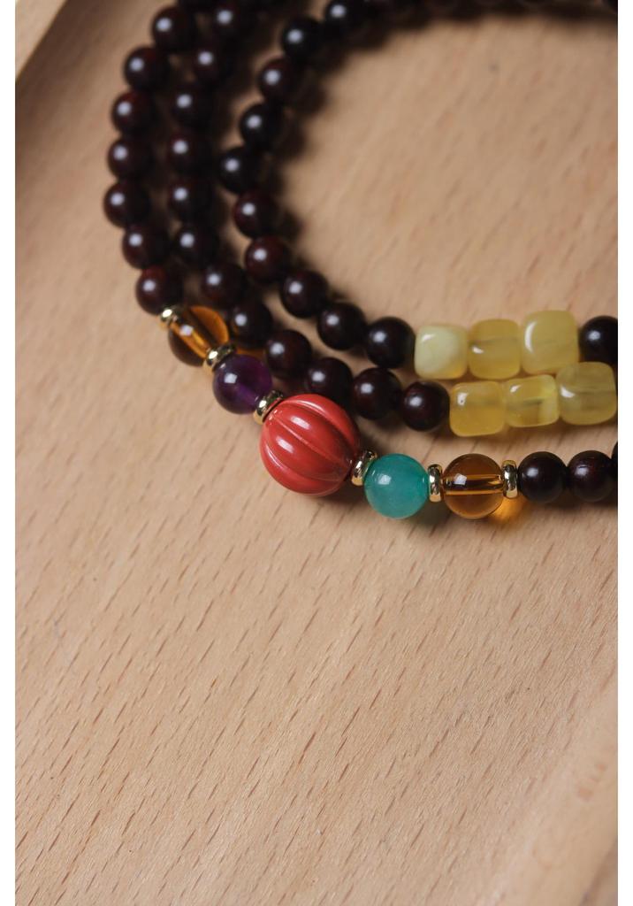 Small-Leaf Rosewood Buddhist Beads Bracelet - 0.8 Multiloop for Men & Women