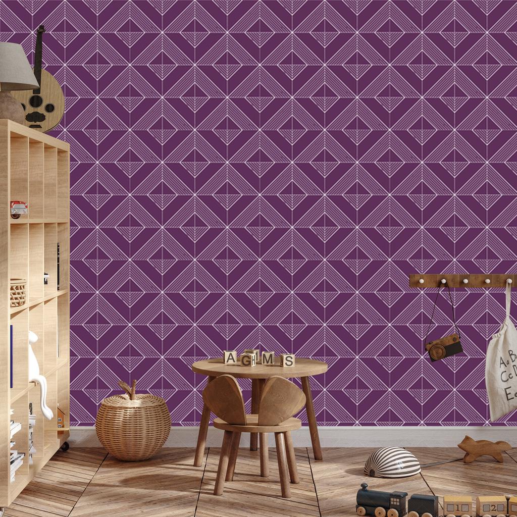 Geometric Diamonds Wallpaper Purple and Plum for Living Room and Bedroom 50x1000