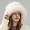 New Imitation Fox Hair Bucket Hat Women's Autumn and Winter Fashion Versatile Thickened Warm Plush Top Hat Japanese Show Small Face