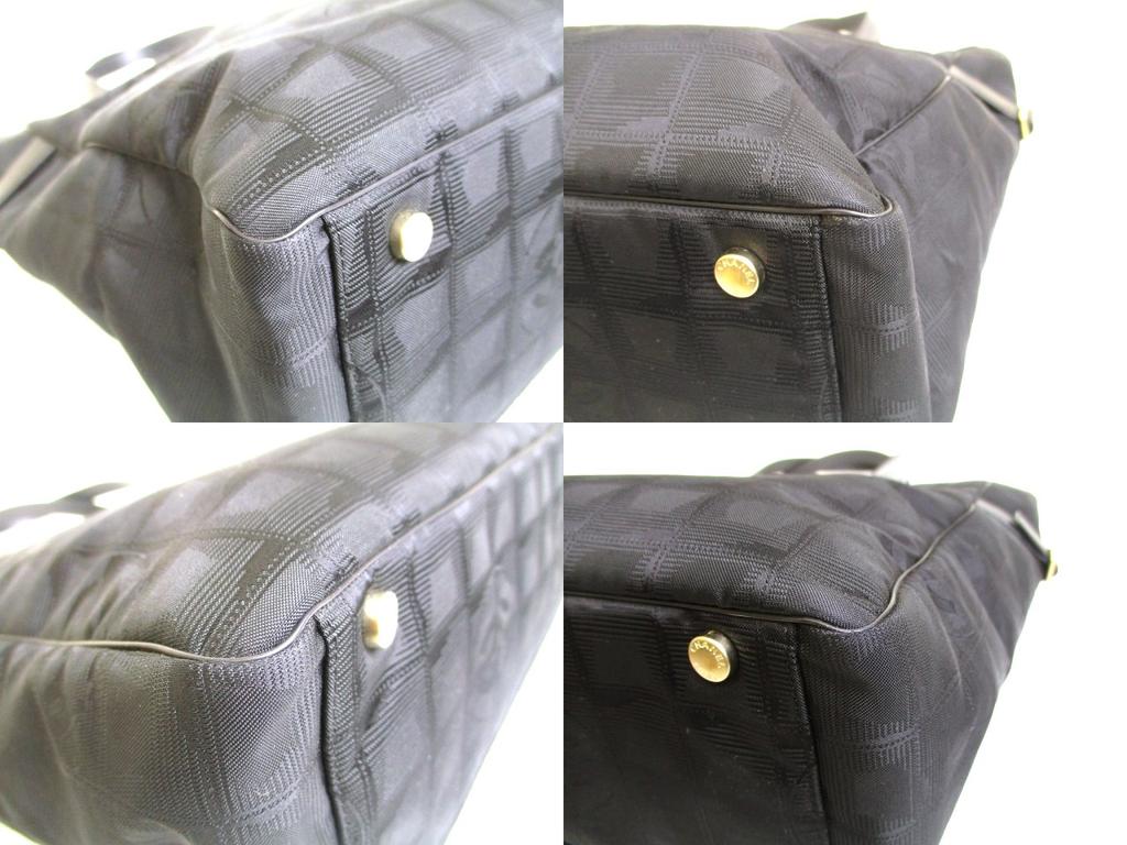 Authentic CHANEL New Travel Black Nylon Leather Tote Bag Hand Bag Shoppers Bag #a958  Refurbished