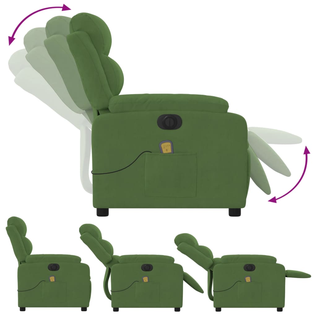 Electric Massage Chair Light Green Velvet