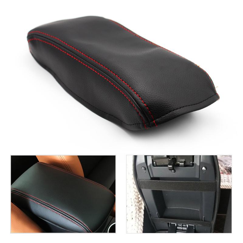 For Toyota Camry 2006 2007 2008 2009 2010 2011 Car Center Console Lid Armrest Box Cover Black / Black Leather with Red Stitching