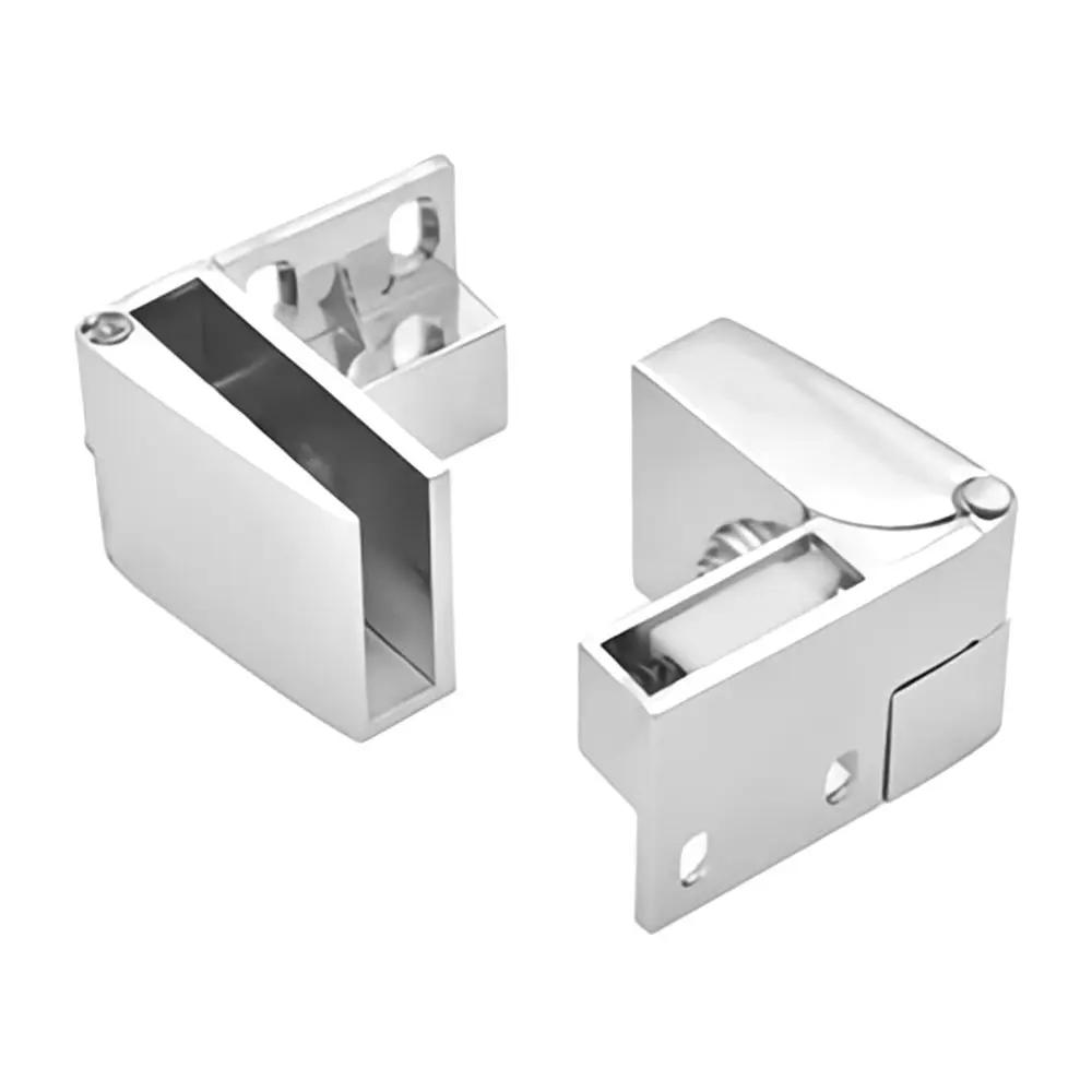 1 par de Bisagra de Aleación de Zinc de Cierre Automático para Puerta de Cristal Sin Taladro Abrazadera Sin Marco Montaje Lateral Herrajes Accesorios para Muebles