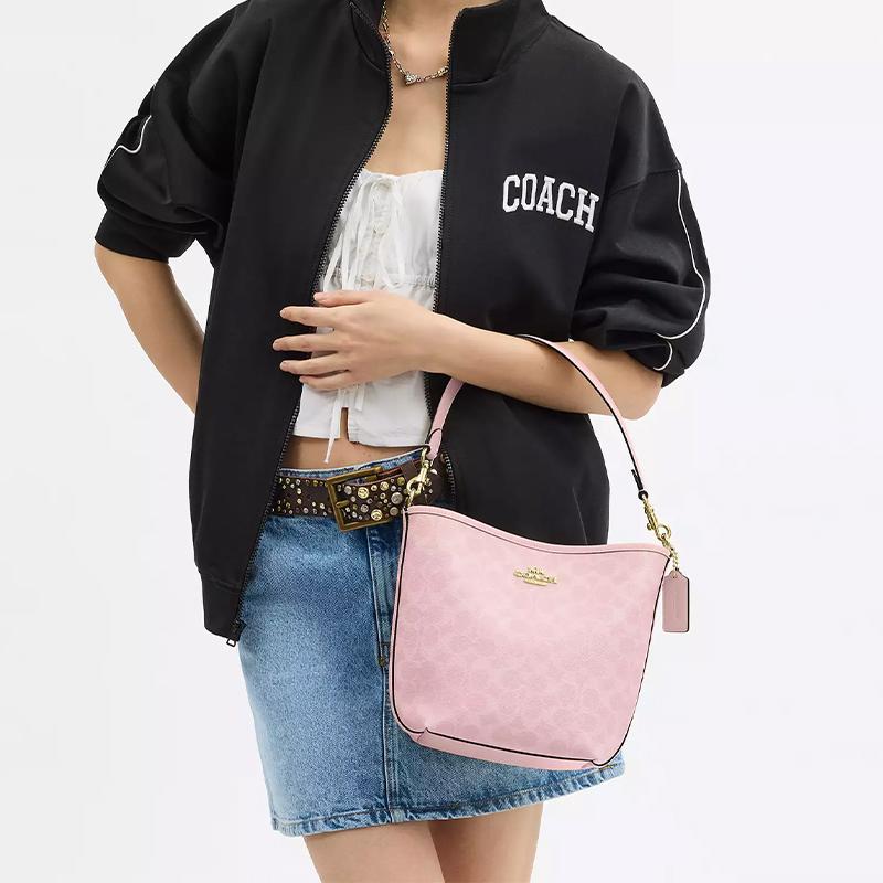 Coach City Bucket 17 Metal Logo Coated Canvas Bucket Bag Women Bags Pink CT800-IMPO