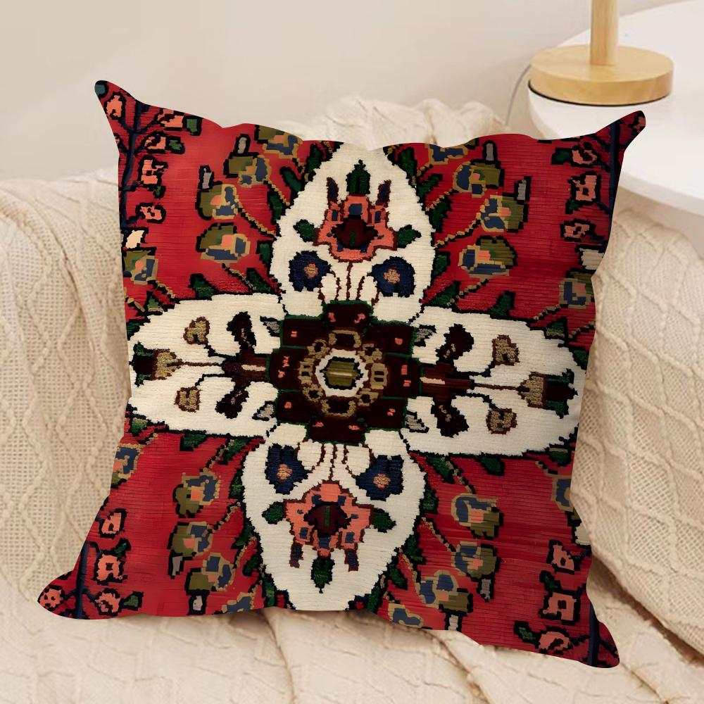 Persian Rug Pattern Cushion Cover Soft Plush Fabric Double-Sided Printed Sofa Cushion Cover For All Seasons Home Decor Gift